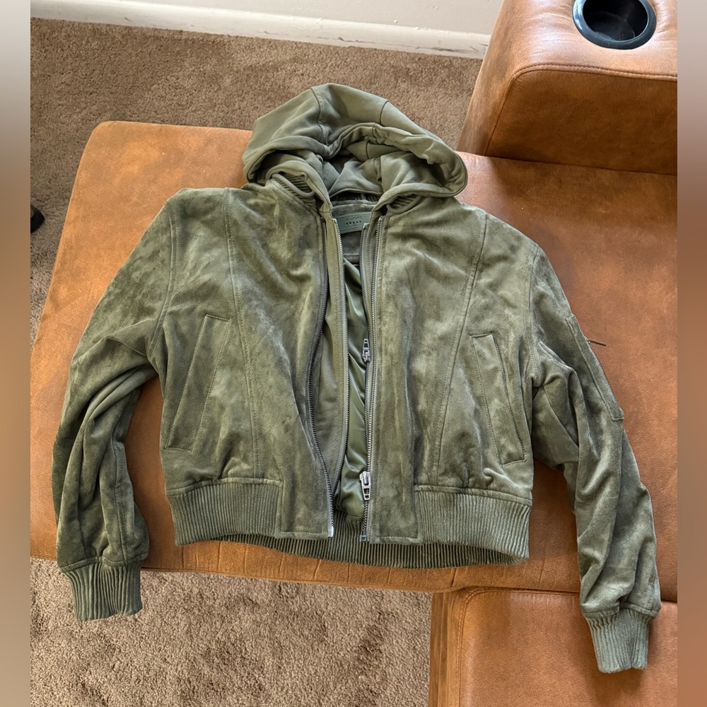 Women’s blank nyc faux olive green suede jacket